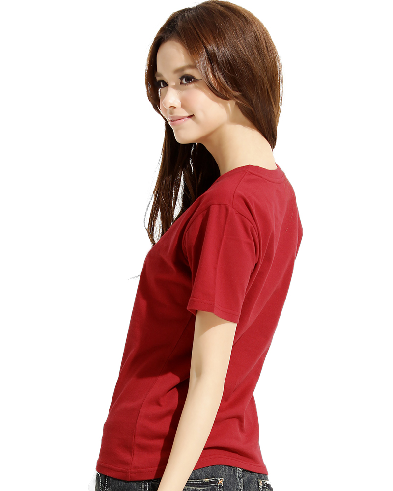 T恤 純棉 短袖 圓領 腰身版 酒紅 TC25G-A01-219