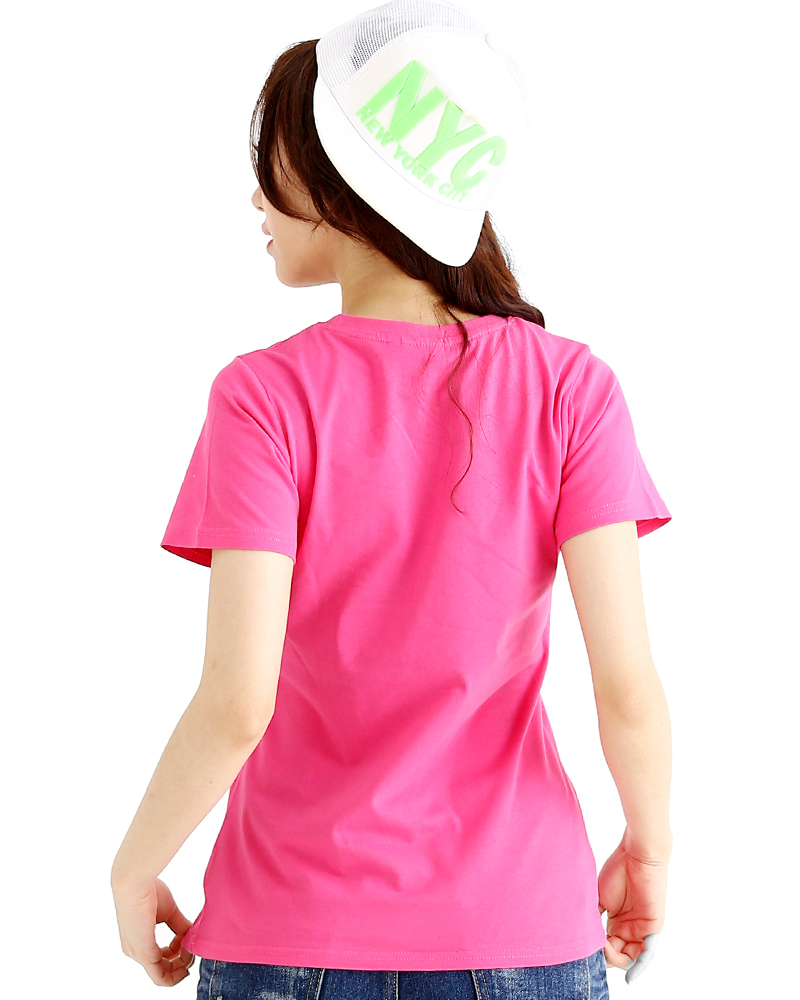 T恤 純棉 短袖 圓領 腰身版 桃紅 TC25G-A01-222