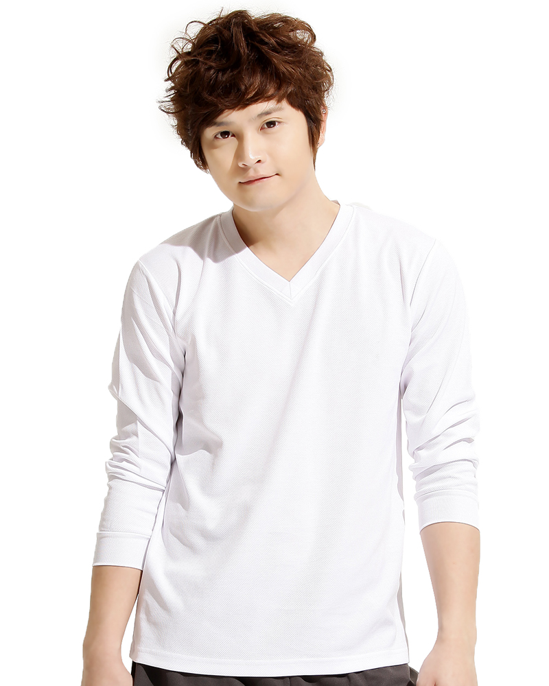 排汗T 長袖 V領 