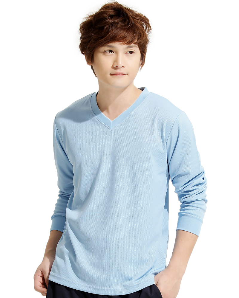 排汗T 長袖 V領 