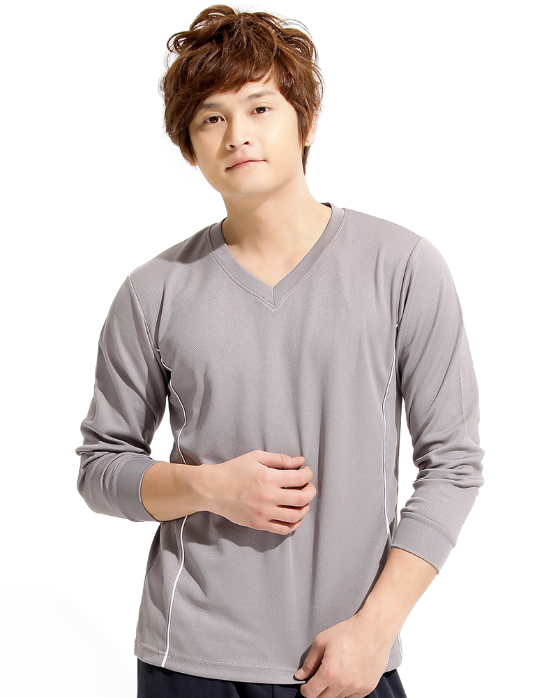 排汗T 長袖 V領 