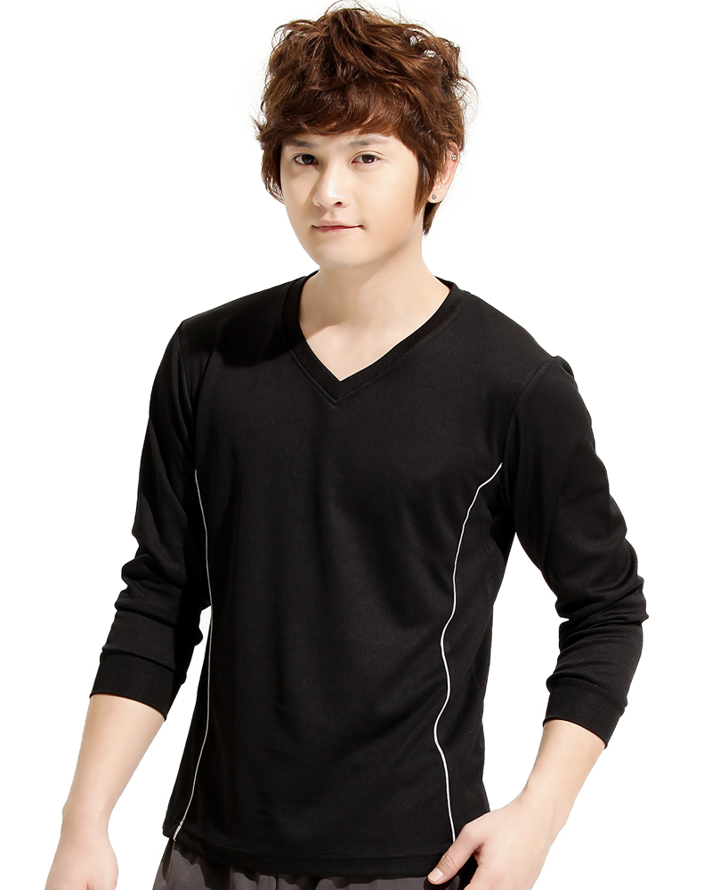 排汗T 長袖 V領 