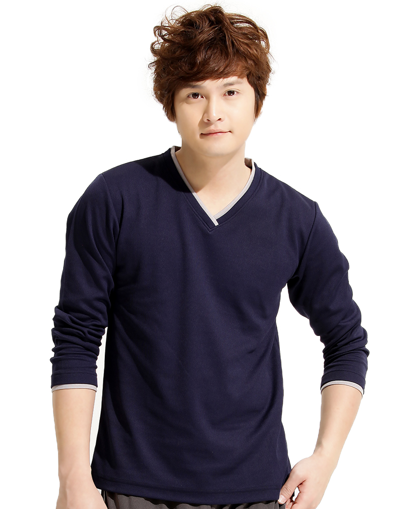 排汗T 長袖 V領 