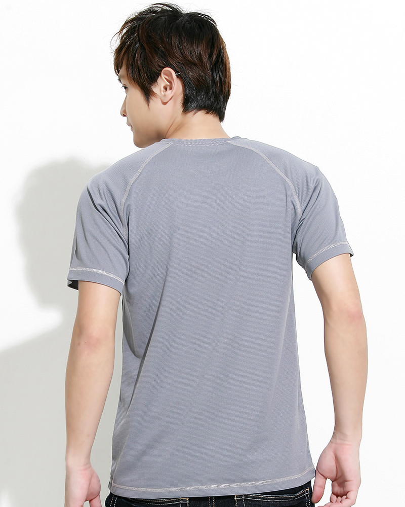 透氣排汗T 圓領短袖 中性 斜袖款 淺灰 THTB-A01-02