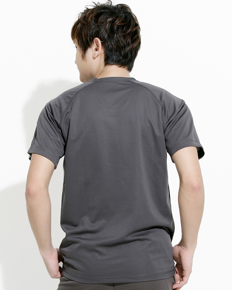 透氣排汗T 圓領短袖 中性 斜袖款 深灰 THTB-A01-03