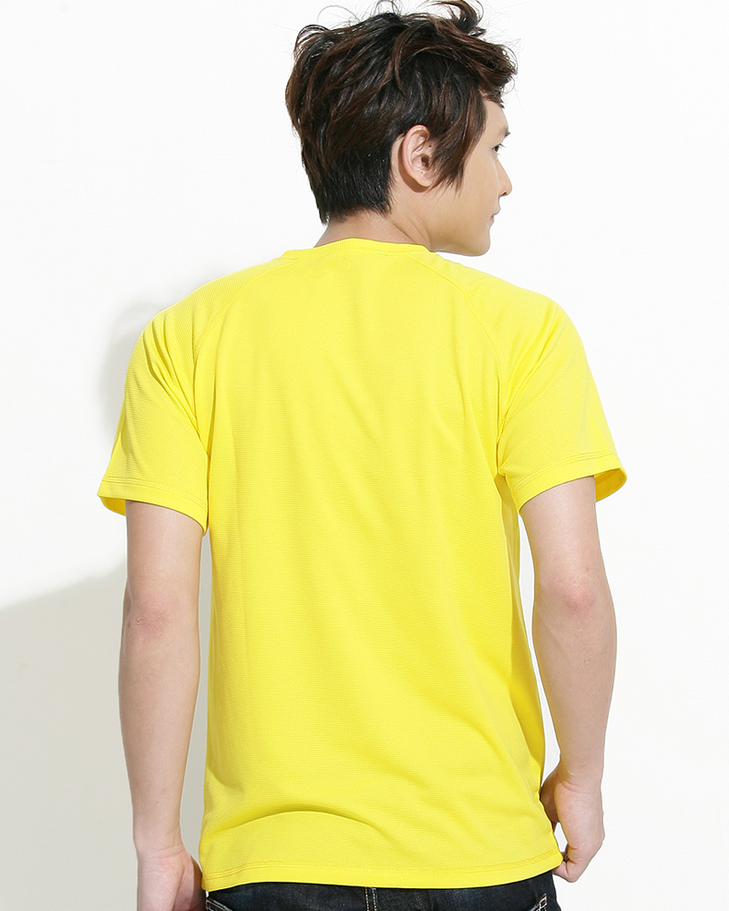 透氣排汗T 圓領短袖 中性 斜袖款 金黃 THTB-A01-31