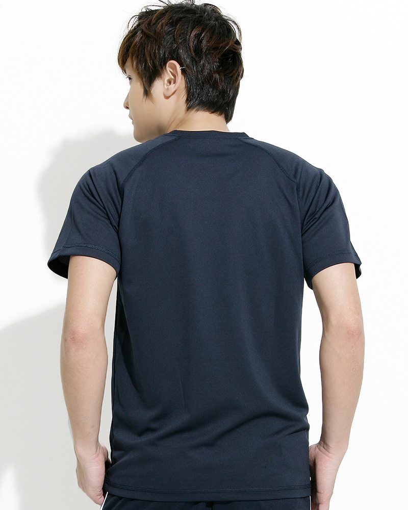 透氣排汗T 圓領短袖 中性 斜袖款 丈青 THTB-A01-51