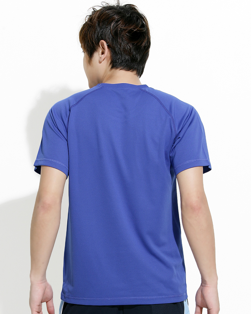 透氣排汗T 圓領短袖 中性 斜袖款 寶藍 THTB-A01-53