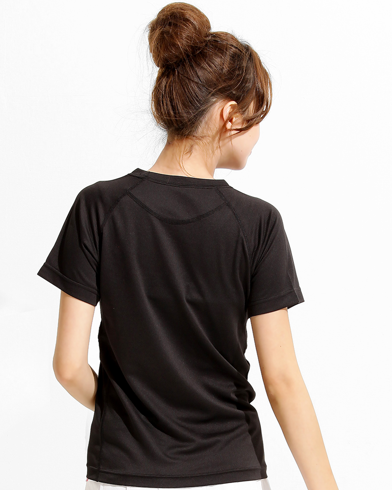透氣排汗T 圓領短袖 腰身 斜袖款 黑色 THTG-A01-05
