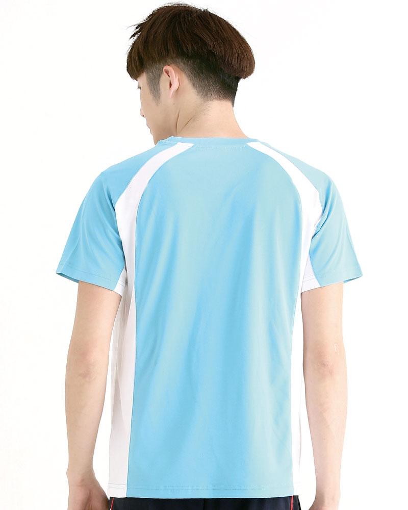 排汗衣 圓領短袖 吸引力快乾 側接片 中性 天藍 THQB-AA01-50