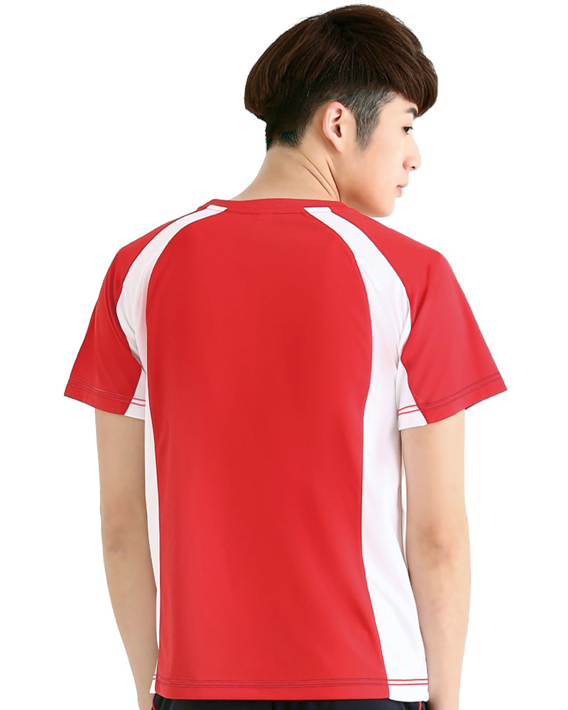 排汗衣 圓領短袖 吸引力快乾 側接片 中性 紅色 THQB-AA01-12