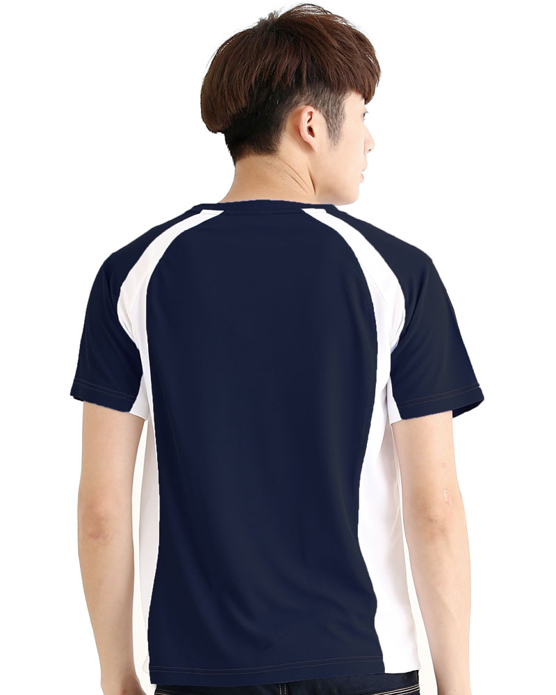 排汗衣 圓領短袖 吸引力快乾 側接片 中性 丈青 THQB-AA01-51