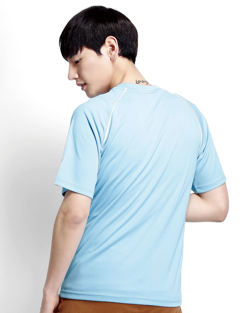 排汗衣 圓領短袖 吸引力快乾 中性 天藍出芽白 THQB-AB01-50