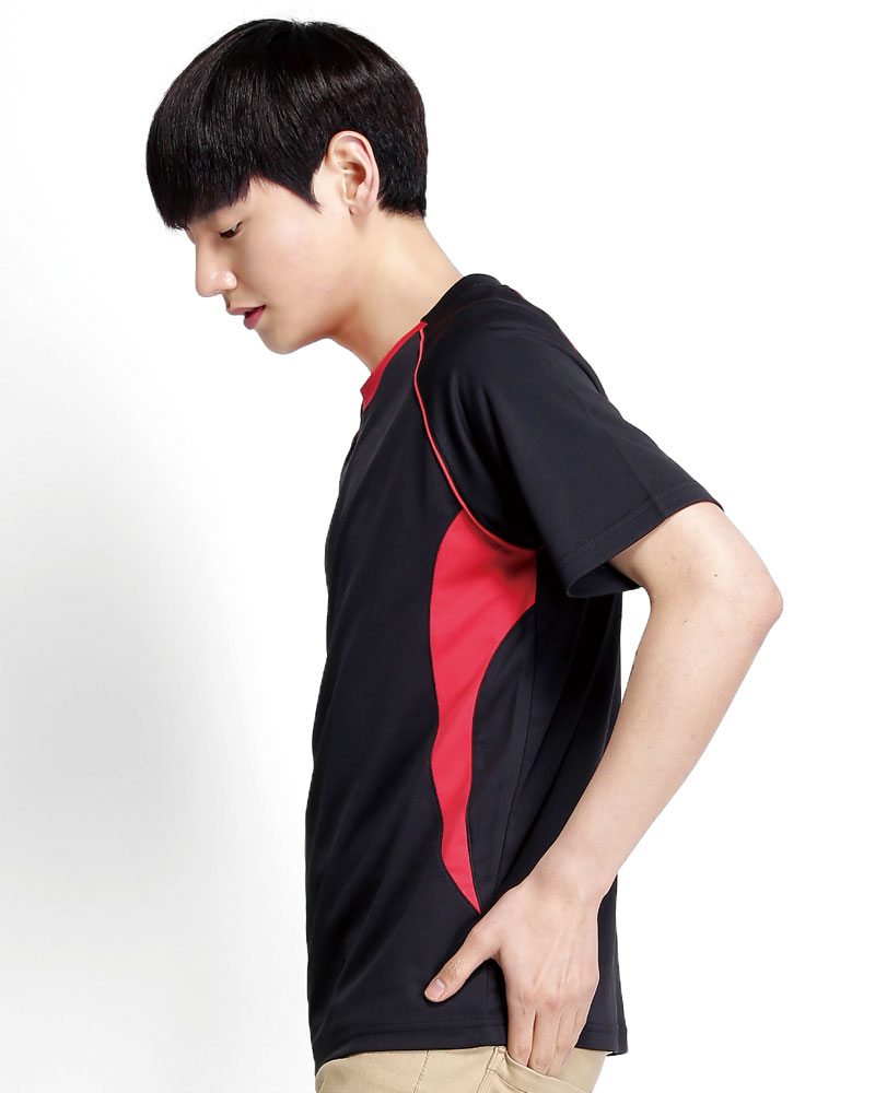 排汗衣 圓領短袖 吸引力快乾 中性 黑出芽紅 THQB-AB01-12