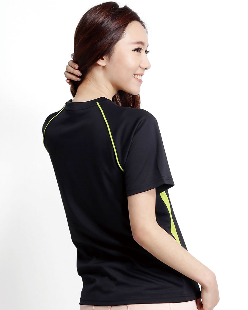排汗衣 圓領短袖 吸引力快乾 腰身 黑出芽綠 THQG-AB01-44