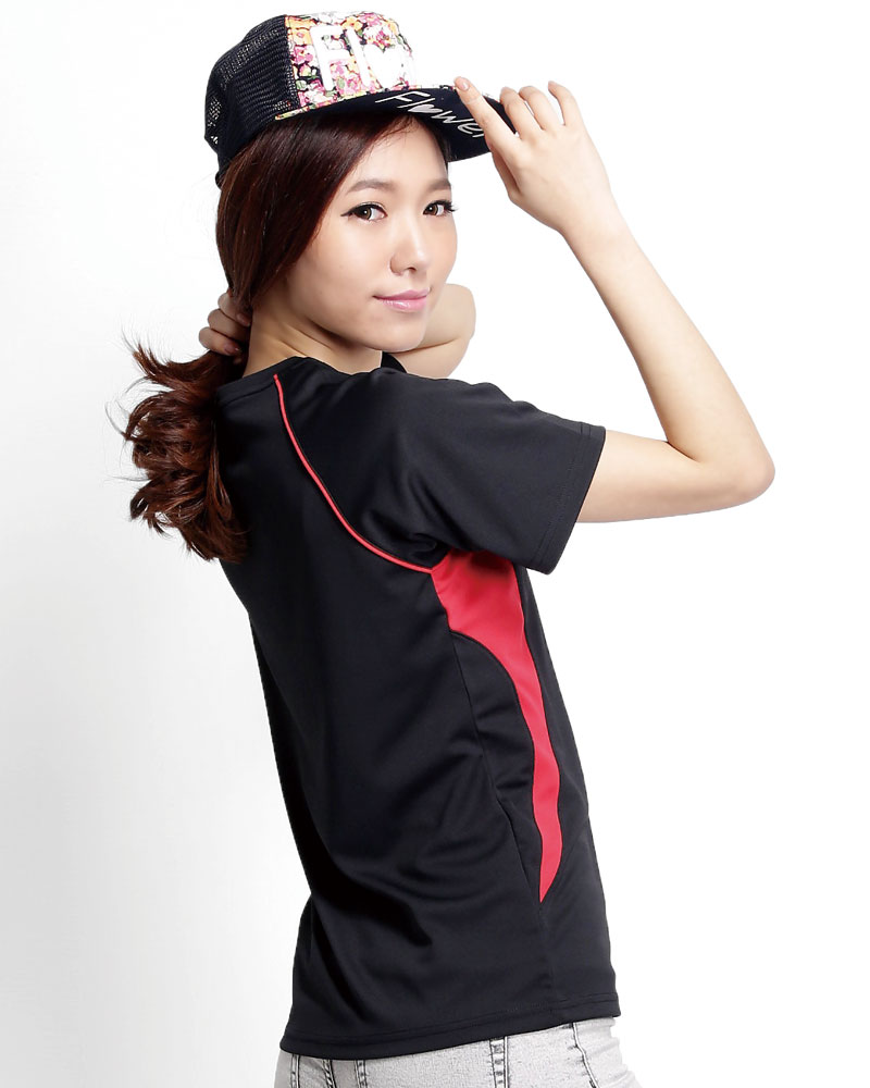 排汗衣 圓領短袖 吸引力快乾 腰身 黑出芽紅 THQG-AB01-12