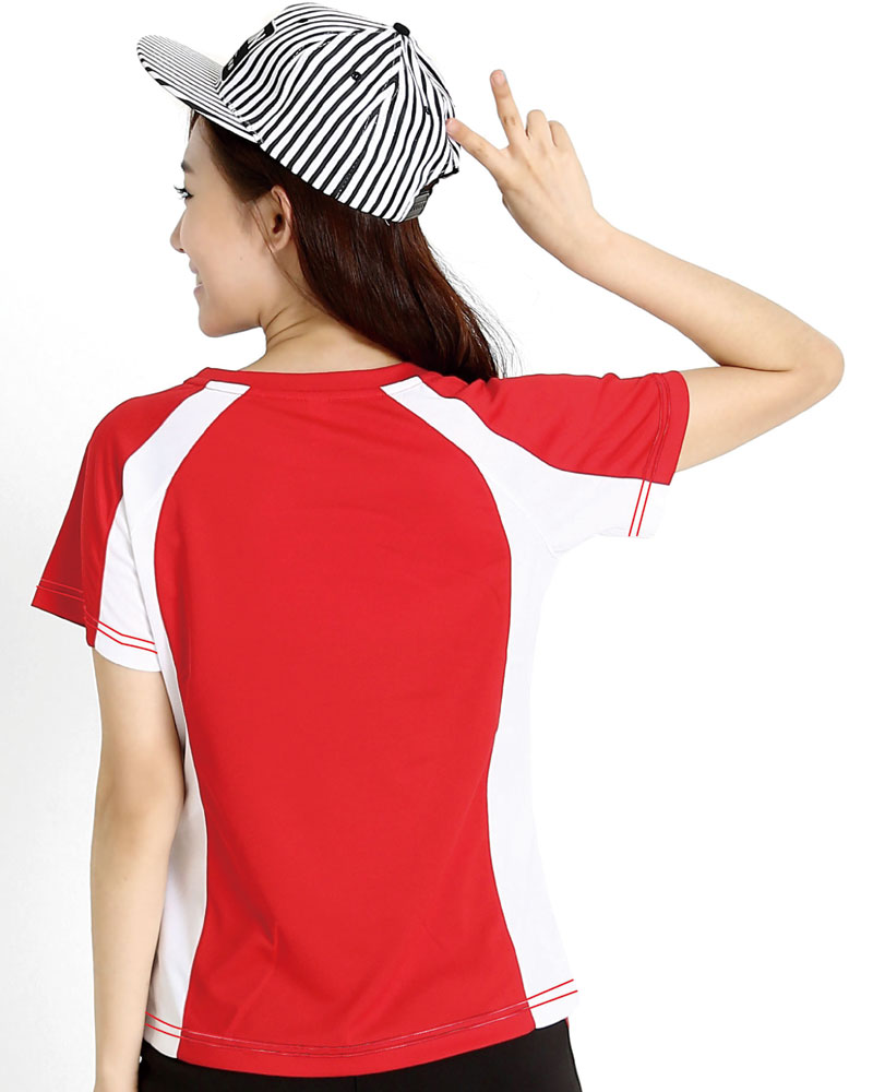 排汗衣 圓領短袖 吸引力快乾 側接片 腰身 紅色 THQG-AA01-12