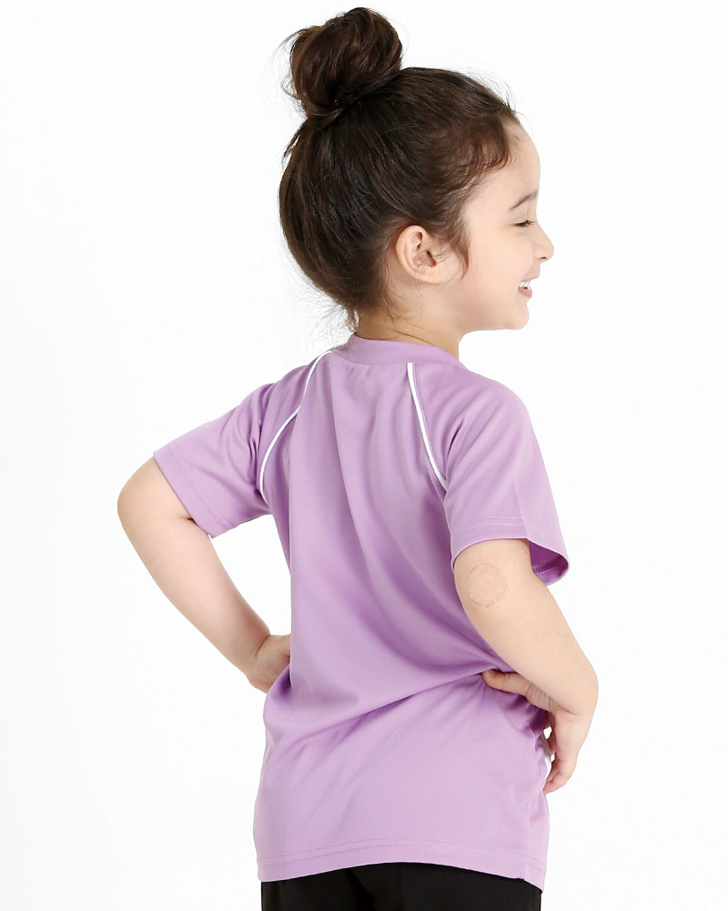 排汗衣 圓領短袖 吸引力快乾 童 粉紫出芽白 THQK-AB01-61