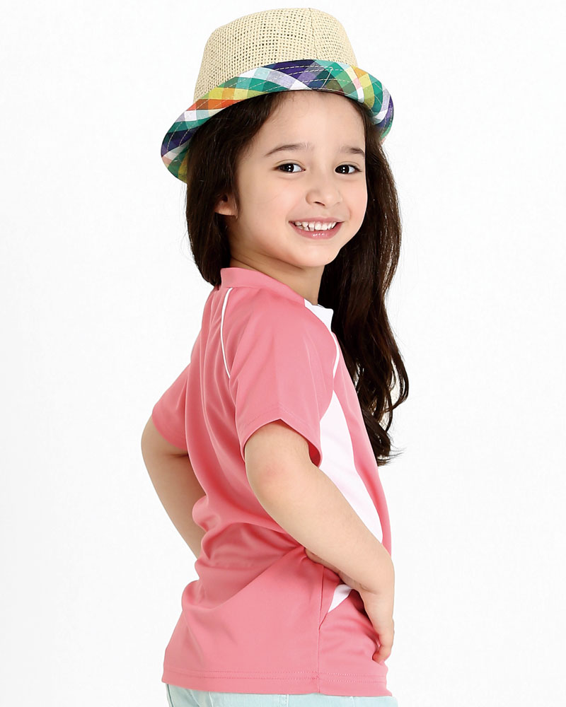 排汗衣 圓領短袖 吸引力快乾 童 粉紅出芽白 THQK-AB01-14