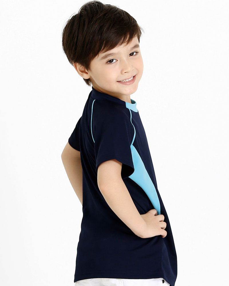 排汗衣 圓領短袖 吸引力快乾 童 丈青出芽水藍 THQK-AB01-51