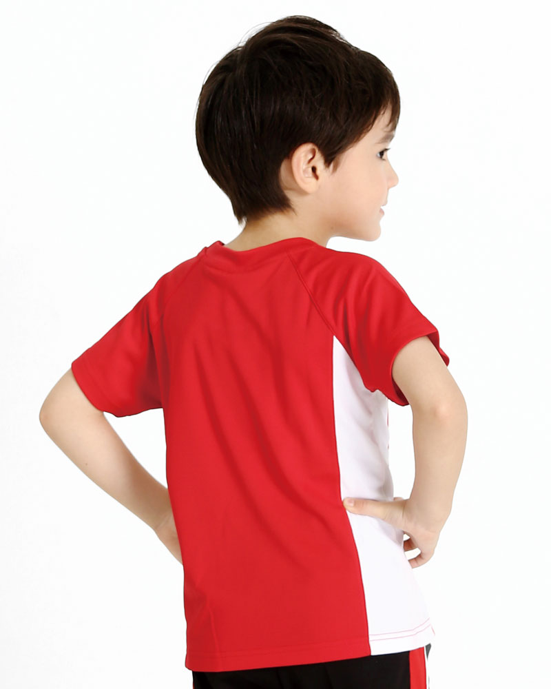 排汗衣 圓領短袖 吸引力快乾 側接片 童 紅色 THQK-AA01-12