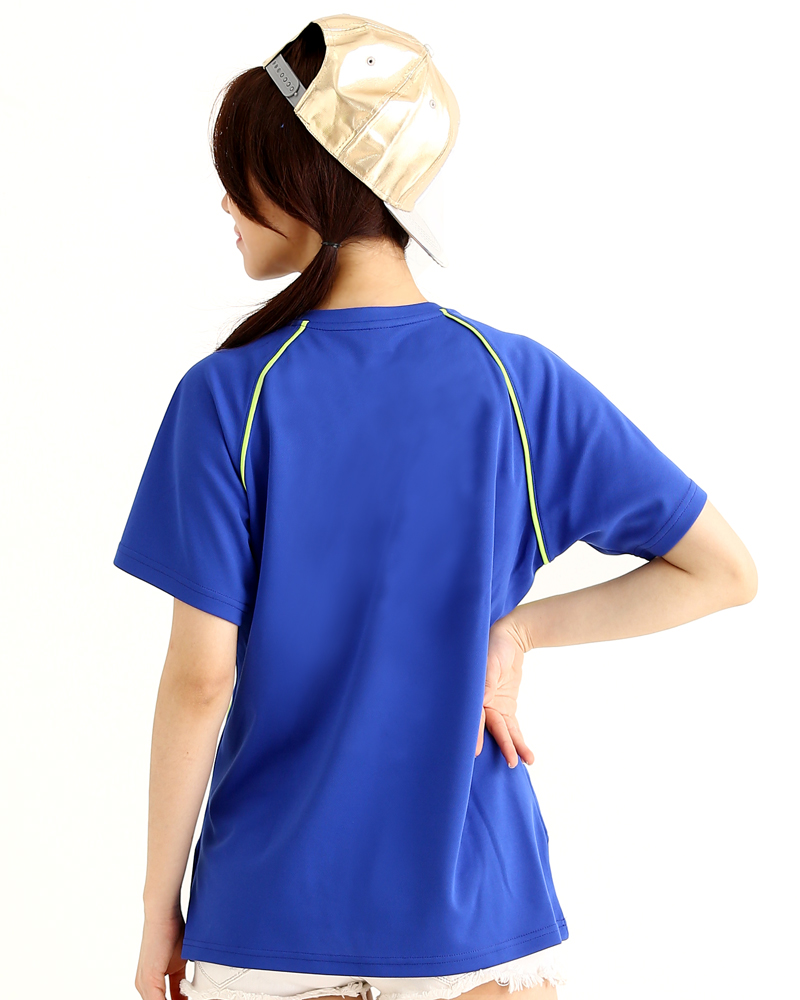 T恤 訂製款 圓領 運動 排汗衫 造形款 藍配綠 中性 TCANB-A01-00012