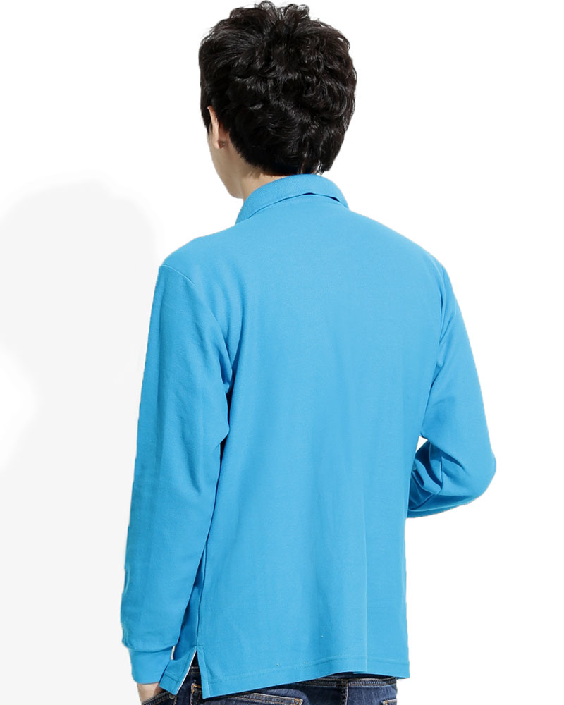 網眼POLO衫 長袖 中性 翠藍 PKQB-P02-122