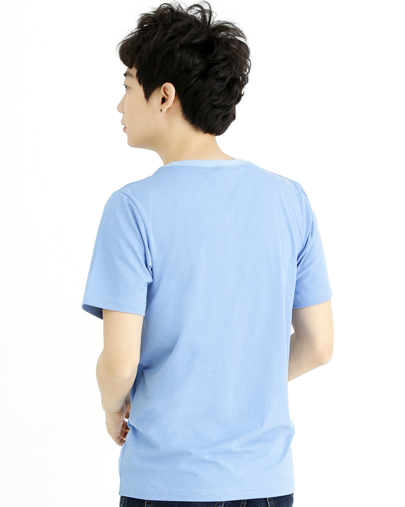 T恤 訂製款 圓領 假二件 餐飲店 水藍 中性 TCANB-A01-00026
