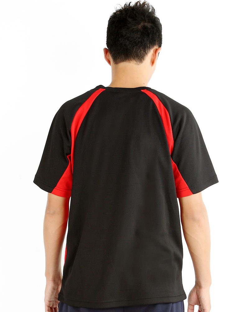 T恤 訂製款 圓領 運動風 黑接紅 中性 TCANB-A01-00029