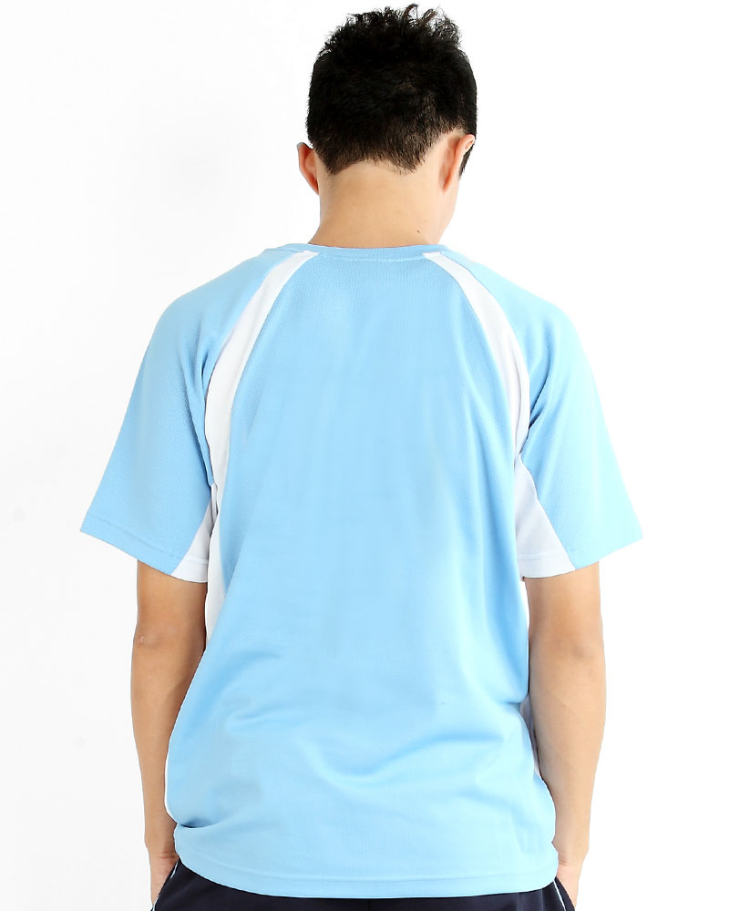 T恤 訂製款 圓領 運動風 水藍接白 中性 TCANB-A01-00031