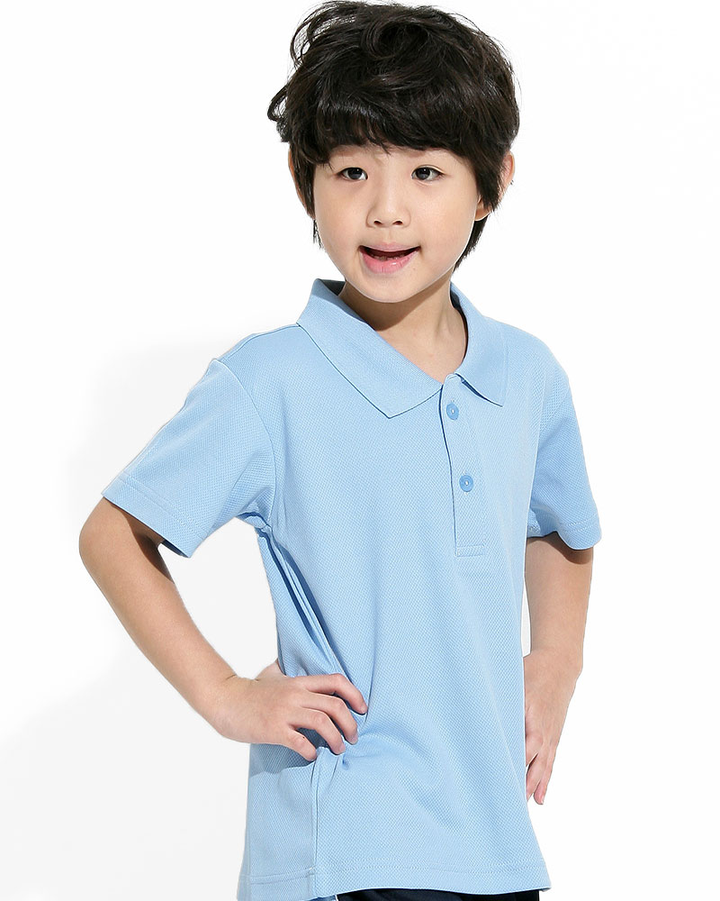 排汗POLO衫 短袖 雙面排汗 童 水藍 PHCK-P01-231