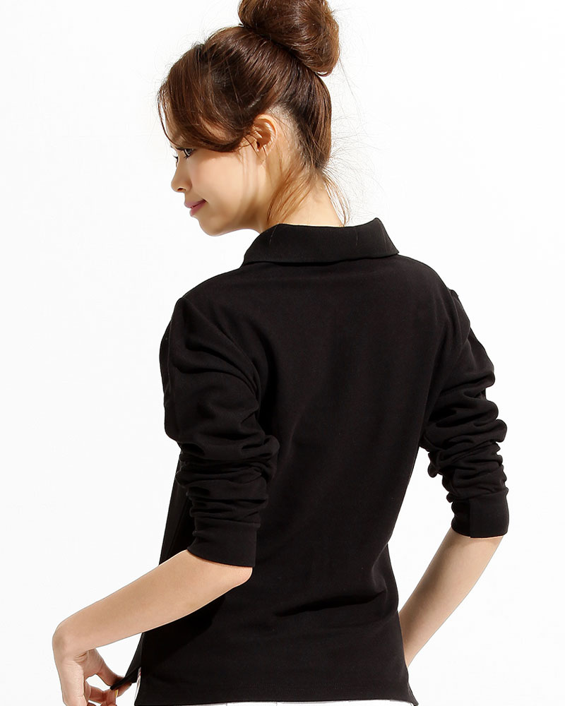 排汗POLO衫 長袖 雙面排汗 腰身 黑色 PHCG-P02-240