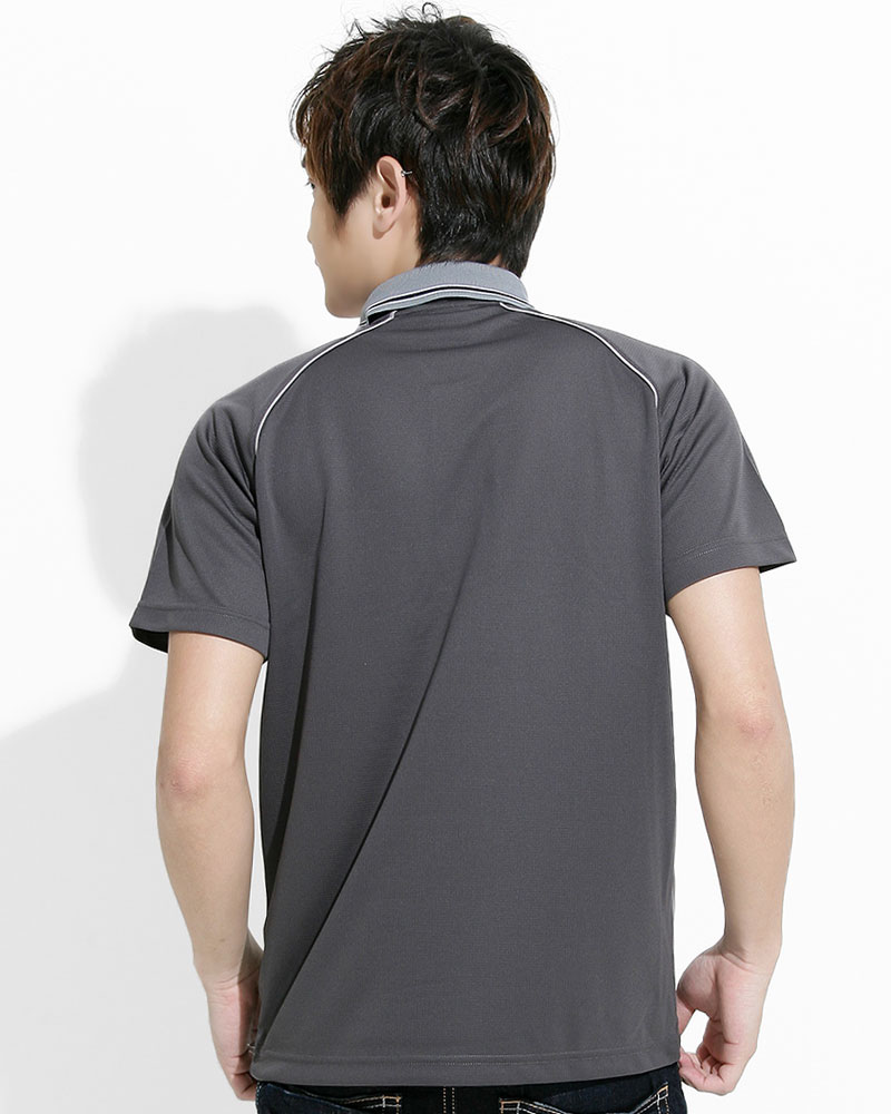 透氣排汗POLO衫 短斜袖 中性 深灰接片淺灰 PHTB-PA01-03
