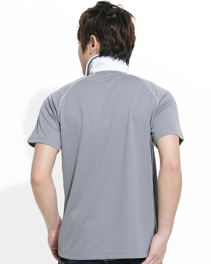 透氣排汗POLO衫 短斜袖 中性 淺灰接片白 PHTB-PA01-02