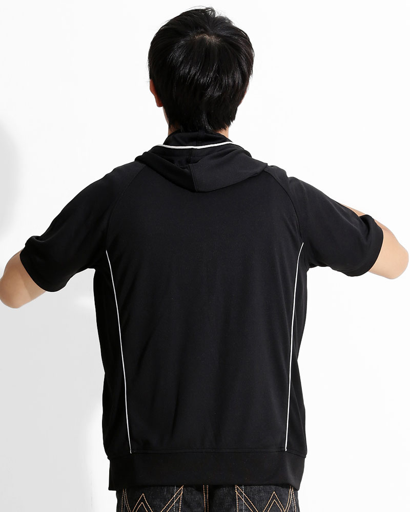 帽T 訂製款 休閒風 短袖 外套 黑 中性 TCANB-C01-00052