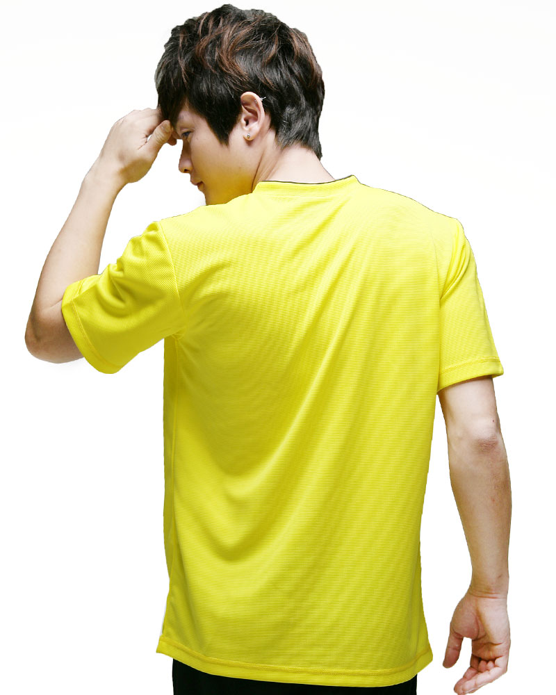 T恤 訂製款 v領 休閒風 黃色出黑 中性 TCANB-B01-00033