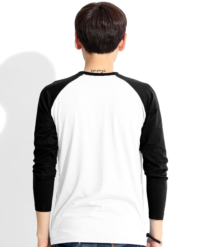 T恤 訂製 有口袋 斜長袖 白黑袖 中性 TCANB-A02-00106