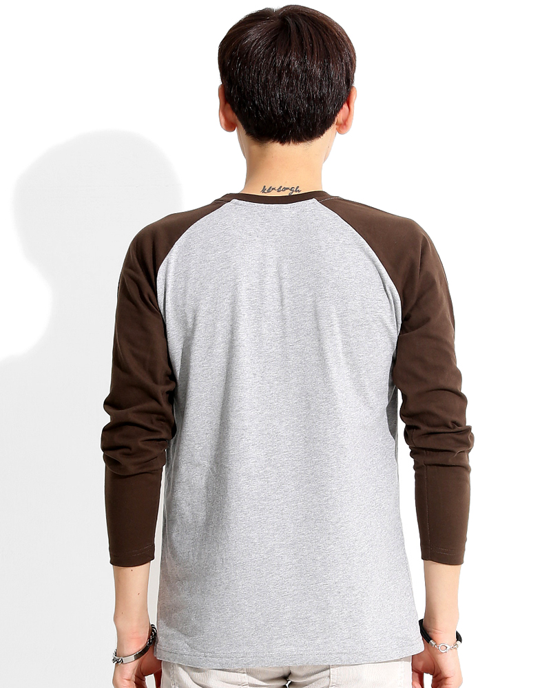 T恤 訂製款 有口袋 斜長袖 麻灰咖啡袖 中性 TCANB-A02-0011