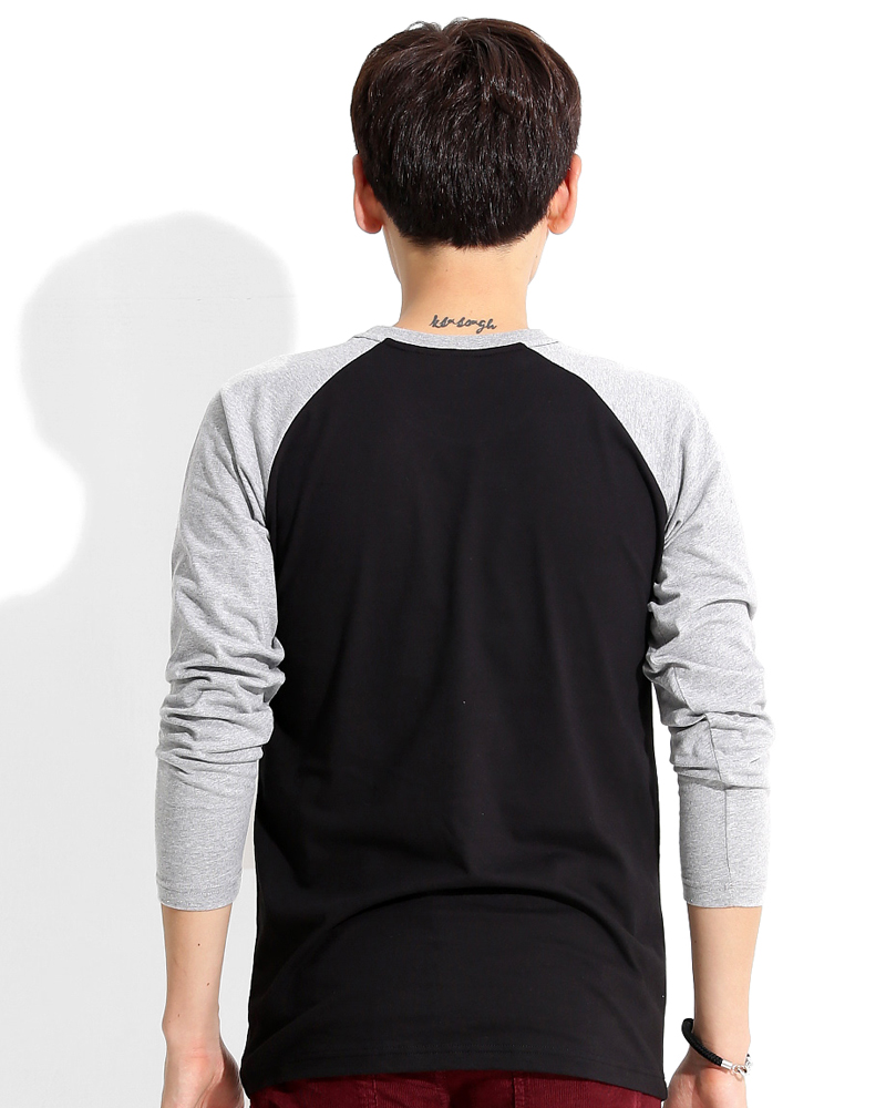 T恤 訂製款 有口袋 斜長袖 黑麻灰袖 中性 TCANB-A02-00112