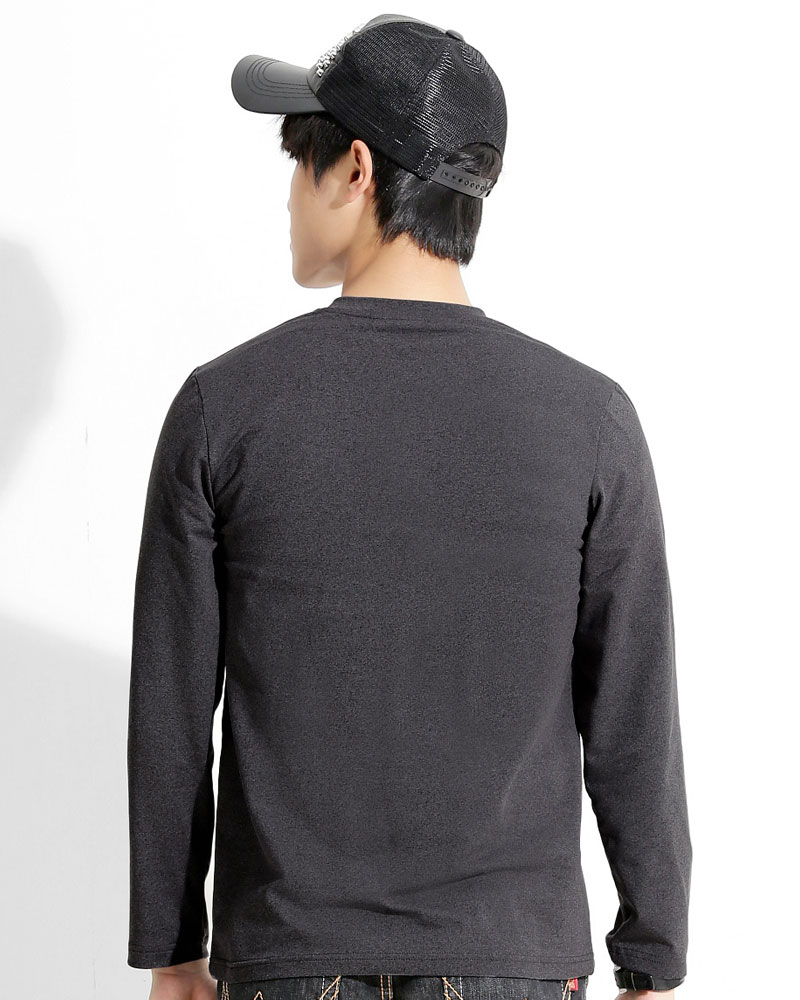 T恤 訂製款 有口袋 v領 素面 長袖 深灰 中性 TCANB-B02-00118