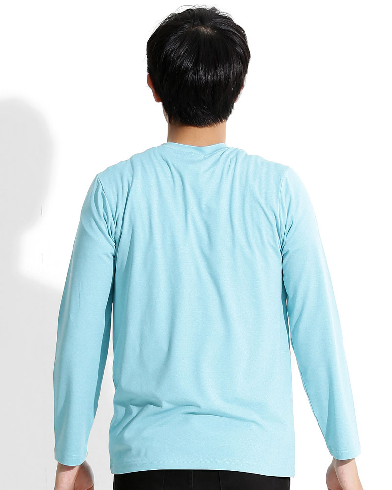 T恤 訂製款有口袋 v領 素面 長袖 薄荷綠 中性 TCANB-B02-00121