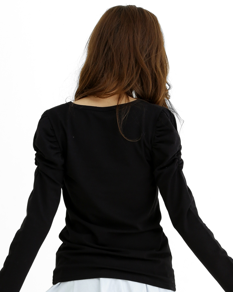 T恤 訂製款 圓領公主 長袖 黑 腰身 TCANG-A02-00143