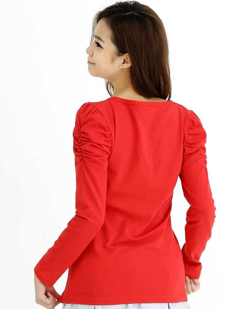 T恤 訂製款 圓領公主 長袖 紅 腰身 TCANG-A02-00144