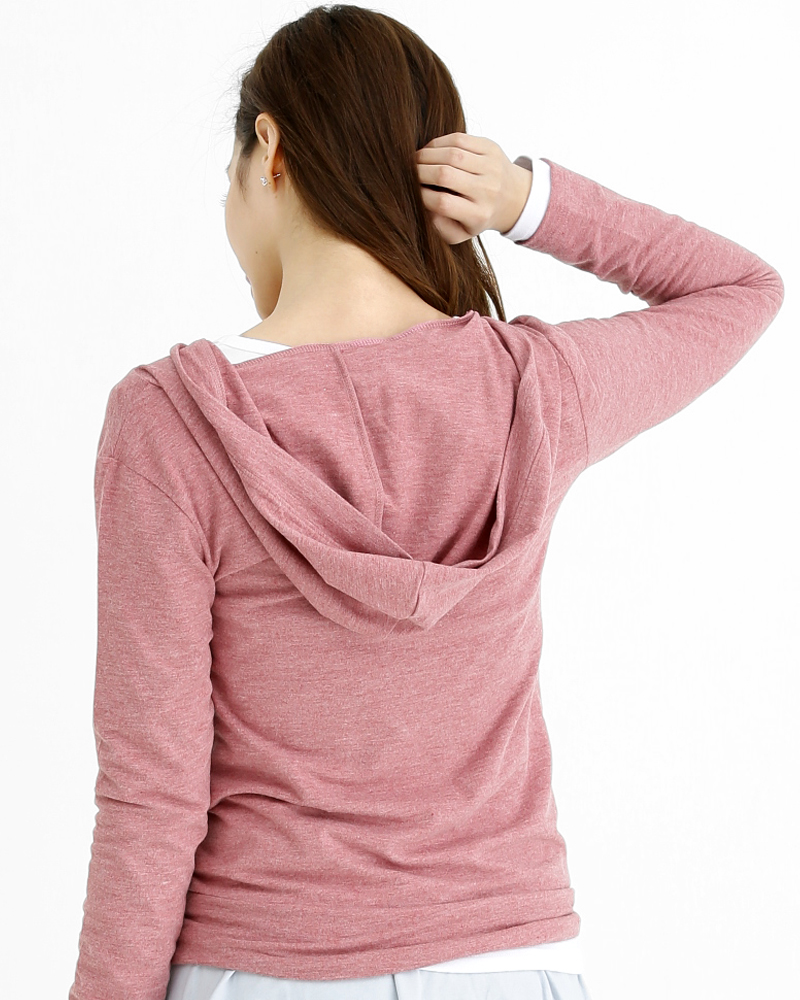 T恤 訂製款 假兩件 長袖 帽T 胭脂紅白 腰身 TCANG-S02-00154