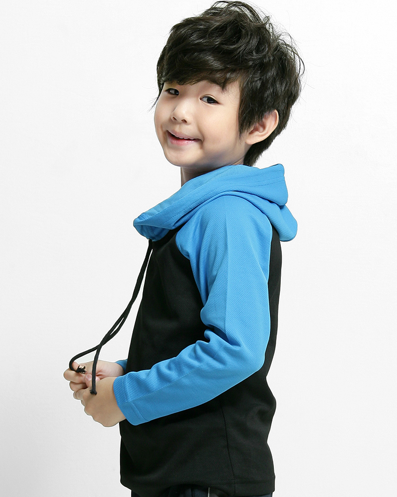 帽T 訂製款 斜袖 長袖 帽T 黑水藍 童版 TCANK-C02-00169