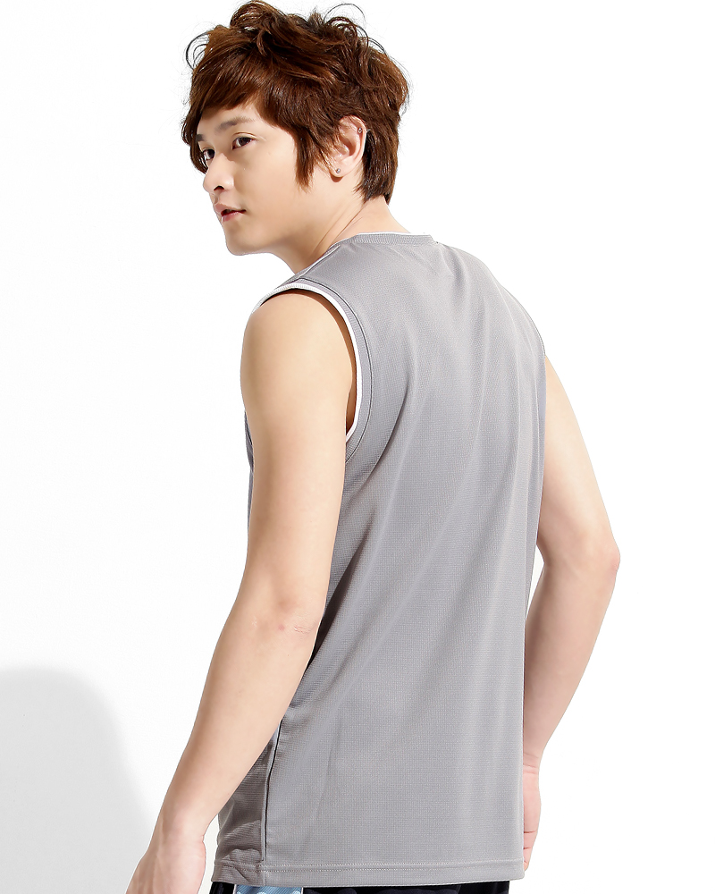 背心 訂製款 v領 運動風 淺灰出芽白 中性 TCANB-B00-00192