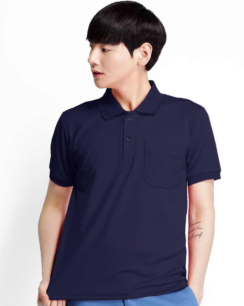 排汗POLO衫 短袖 吸引力快乾 中性 貼口袋 丈青 PHQB-P01-51