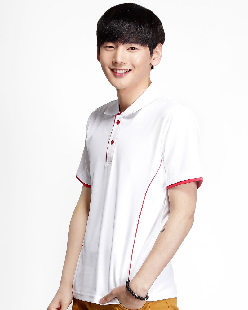 排汗POLO衫 短袖 吸引力快乾 中性 白出芽紅 PHQB-PE01-00