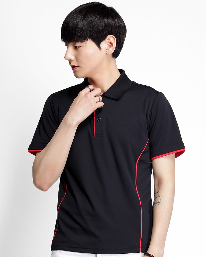 排汗POLO衫 短袖 吸引力快乾 中性 黑出芽紅 PHQB-PE01-05