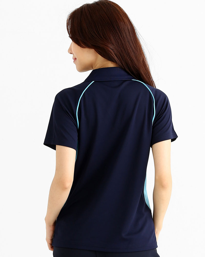 排汗POLO衫 V領短斜袖 吸引力快乾 腰身 丈青接水藍白 PHQG-PB01-51